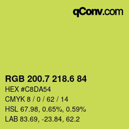 カラーコード: RGB 200.7 218.6 84 | qconv.com