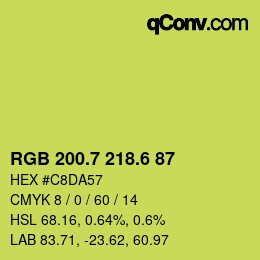 カラーコード: RGB 200.7 218.6 87 | qconv.com