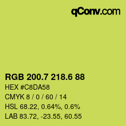 カラーコード: RGB 200.7 218.6 88 | qconv.com
