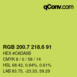 カラーコード: RGB 200.7 218.6 91 | qconv.com