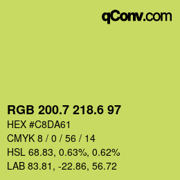 カラーコード: RGB 200.7 218.6 97 | qconv.com