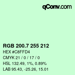 カラーコード: RGB 200.7 255 212 | qconv.com
