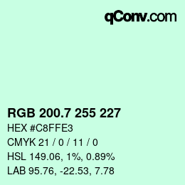 カラーコード: RGB 200.7 255 227 | qconv.com