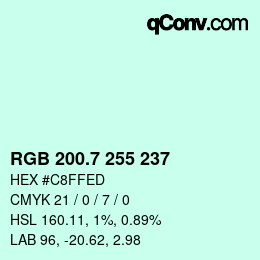 カラーコード: RGB 200.7 255 237 | qconv.com