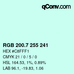 カラーコード: RGB 200.7 255 241 | qconv.com