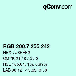 カラーコード: RGB 200.7 255 242 | qconv.com