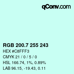 カラーコード: RGB 200.7 255 243 | qconv.com