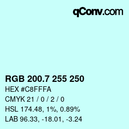 カラーコード: RGB 200.7 255 250 | qconv.com