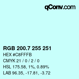 カラーコード: RGB 200.7 255 251 | qconv.com