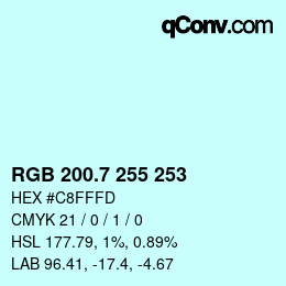 カラーコード: RGB 200.7 255 253 | qconv.com