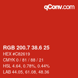 カラーコード: RGB 200.7 38.6 25 | qconv.com