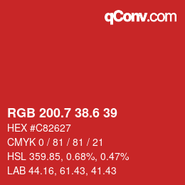 カラーコード: RGB 200.7 38.6 39 | qconv.com