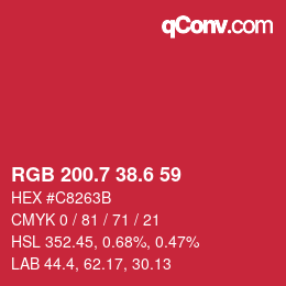 カラーコード: RGB 200.7 38.6 59 | qconv.com
