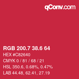 カラーコード: RGB 200.7 38.6 64 | qconv.com