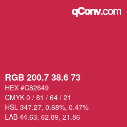 カラーコード: RGB 200.7 38.6 73 | qconv.com
