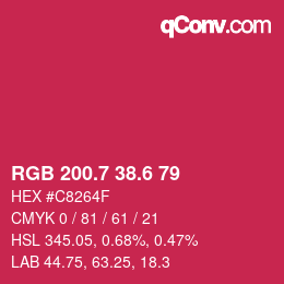 カラーコード: RGB 200.7 38.6 79 | qconv.com