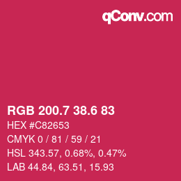 カラーコード: RGB 200.7 38.6 83 | qconv.com