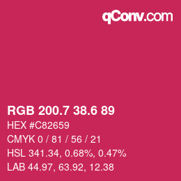 カラーコード: RGB 200.7 38.6 89 | qconv.com
