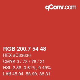 カラーコード: RGB 200.7 54 48 | qconv.com