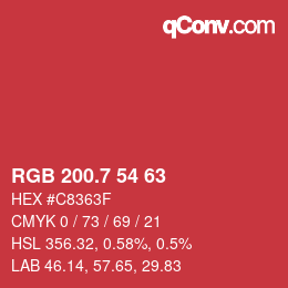 カラーコード: RGB 200.7 54 63 | qconv.com