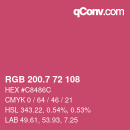 カラーコード: RGB 200.7 72 108 | qconv.com