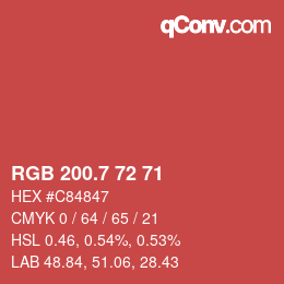 カラーコード: RGB 200.7 72 71 | qconv.com