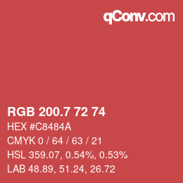 カラーコード: RGB 200.7 72 74 | qconv.com
