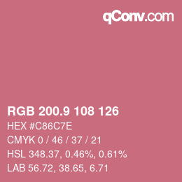 カラーコード: RGB 200.9 108 126 | qconv.com