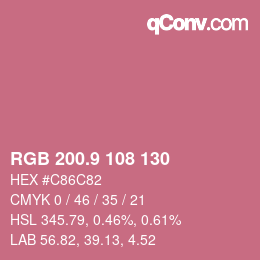 カラーコード: RGB 200.9 108 130 | qconv.com