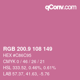 カラーコード: RGB 200.9 108 149 | qconv.com
