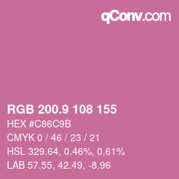 カラーコード: RGB 200.9 108 155 | qconv.com