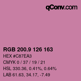 カラーコード: RGB 200.9 126 163 | qconv.com