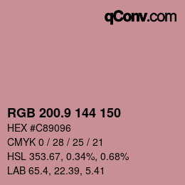カラーコード: RGB 200.9 144 150 | qconv.com