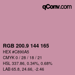 カラーコード: RGB 200.9 144 165 | qconv.com