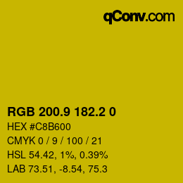 カラーコード: RGB 200.9 182.2 0 | qconv.com