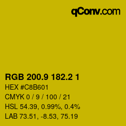 カラーコード: RGB 200.9 182.2 1 | qconv.com