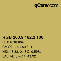 カラーコード: RGB 200.9 182.2 100 | qconv.com