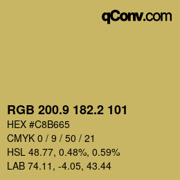 Color code: RGB 200.9 182.2 101 | qconv.com