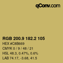 Color code: RGB 200.9 182.2 105 | qconv.com