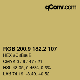 カラーコード: RGB 200.9 182.2 107 | qconv.com