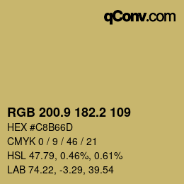 カラーコード: RGB 200.9 182.2 109 | qconv.com