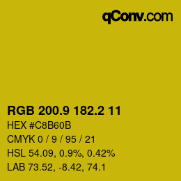 カラーコード: RGB 200.9 182.2 11 | qconv.com
