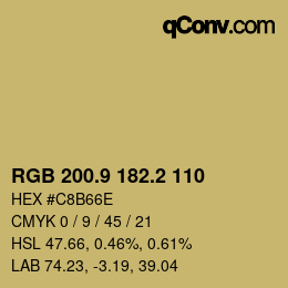 Color code: RGB 200.9 182.2 110 | qconv.com