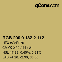 Color code: RGB 200.9 182.2 112 | qconv.com