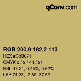 Color code: RGB 200.9 182.2 113 | qconv.com