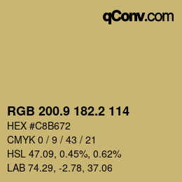 Farbcode: RGB 200.9 182.2 114 | qconv.com