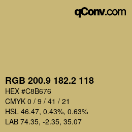 Color code: RGB 200.9 182.2 118 | qconv.com