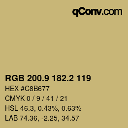 Farbcode: RGB 200.9 182.2 119 | qconv.com