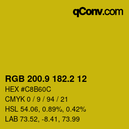 カラーコード: RGB 200.9 182.2 12 | qconv.com