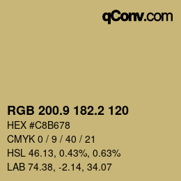 Color code: RGB 200.9 182.2 120 | qconv.com